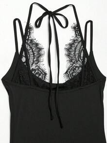 Nuevo body de verano para mujer DEEKA con contraste de encaje sexy y elegante - Negro - Ver 7