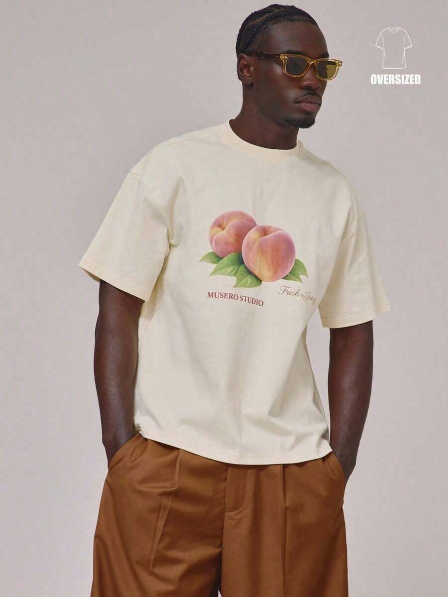 Women's Casual Printed T-Shirt, Short Sleeve And Round Neck, Local Urban Fashion Spring/Summer. Women's Blouses, Women's T-Shirts. 180g (S-XXXL) - 杏 - 查看 1