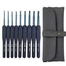 Minimalist Ergonomic Crochet Hook Set, Full Set Of Soft Handle Knitting Needles + PU Leather Storage Bag, Includes Sewing Accessories (Random Color, Not Limited To Shown In Image), Suitable For Beginners & DIY Projects, Perfect For Sewing, Knitting Scarves, Hats And Other DIY Projects - Crochet Set - View 3