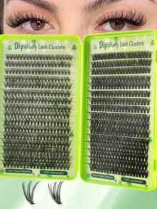 384/640pcs Individual False Eyelashes, Eyelash Book, Cluster False Eyelashes, DIY Home Eyelash Extension, Cluster False Eyelashes, Individual False Eyelashes, False Eyelashes, Natural Lashes Vs Thick Lashes, DIY Cluster Lashes, Korean Lashes, Medusa Lashes, Angel Lashes, Reusable Lash Clusters, D-Curl Flared Individual False Eyelashes, Beginner Starter Kit, Easy DIY Application, Suitable For Beginners, Reusable, Suitable For Daily Wear, Festivals, Performances, Etc. - 彩色 - 查看 7