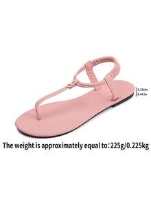 新款女款夾腳涼鞋，舒適輕便平底鞋，適合海灘、旅行、日常穿著，復古百搭，可搭配長裙與短褲 - 藕粉色 - 查看 8