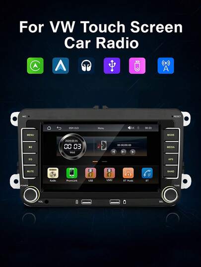 7-Inch Car Radio Suitable For Golf MK5 MK6, Jetta, Beetle, Passat, Sharan, Tiguan, Touran, Seat Polo, Supports Wireless CarPlay And Android Auto, Touchscreen With FM/AM Radio