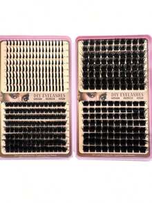 160D+200D+300D/100D+120D+160D/60D+80D+100D Individual Eyelashes 300pcs/240pcs/170pcs Russian Eyelash Extension Kit 3D Fluffy Lashes D Curl Eyelash Cluster Set 10-18mm DIY Eyelash Extension, Individual Lashes, Multiple Styles, Natural Look, Reusable Single Strand Lashes, Lightweight & Soft DIY Eyelash Cluster, Eyelash Cluster, Individual Lashes, Eyelashes, False Eyelashes - D - 查看 3