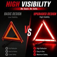 Triángulo de advertencia de emergencia portátil y plegable, compacto y almacenable, señal de advertencia de seguridad reflectante de alta visibilidad para averías de automóviles en la carretera - A - Ver 5