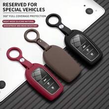 Liquid Silicone Key Fob Cover With Keychain For Camry RAV4 Highlander Corolla Avalon Venza C-HR Sienna Tacoma Tundra, 360° Full Coverage Protection, Shockproof & Wear-Resistant, Clear Visual Button Design For Easy Operation - black - View 2