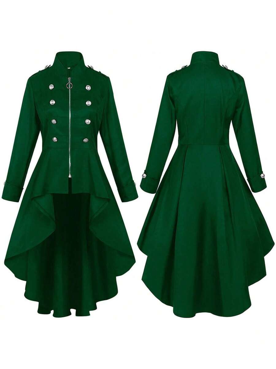 Cosplay Clothing - 230830 Zipper Trench Coat (Green) - View 1