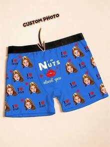 1pc Custom Face Photo Boxer Briefs Personalized DIY Funny Underwear Nuts About You For Dad Husband Best Father's Day Gift - Multicolor - View 4