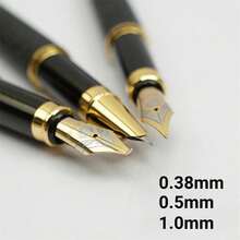 Bộ quà tặng 3 bút máy vòi kim loại - Ba cỡ ngòi 0.38mm/0.5mm/1.0mm, kèm 20 túi mực đen thay thế, viết trơn tru không bị ngắt quãng, mực ra đều, thích hợp cho văn phòng, học tập và các dịp kinh doanh, một món quà tuyệt vời. - Bộ - Xem 1