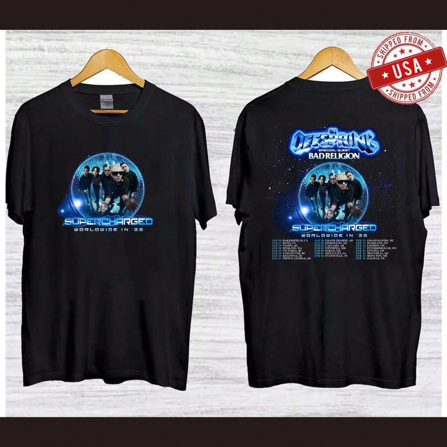 The Offspring Supercharged Worldwide 2026 Tour T-Shirt - Black - View 1