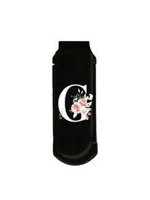 1pc Premium Black Foldable Multi-Function Mini Makeup Brush Set, With Cushion, A-Z Floral Letter Print, With Massage Comb And Mirror, Detachable - Multicolor - View 19