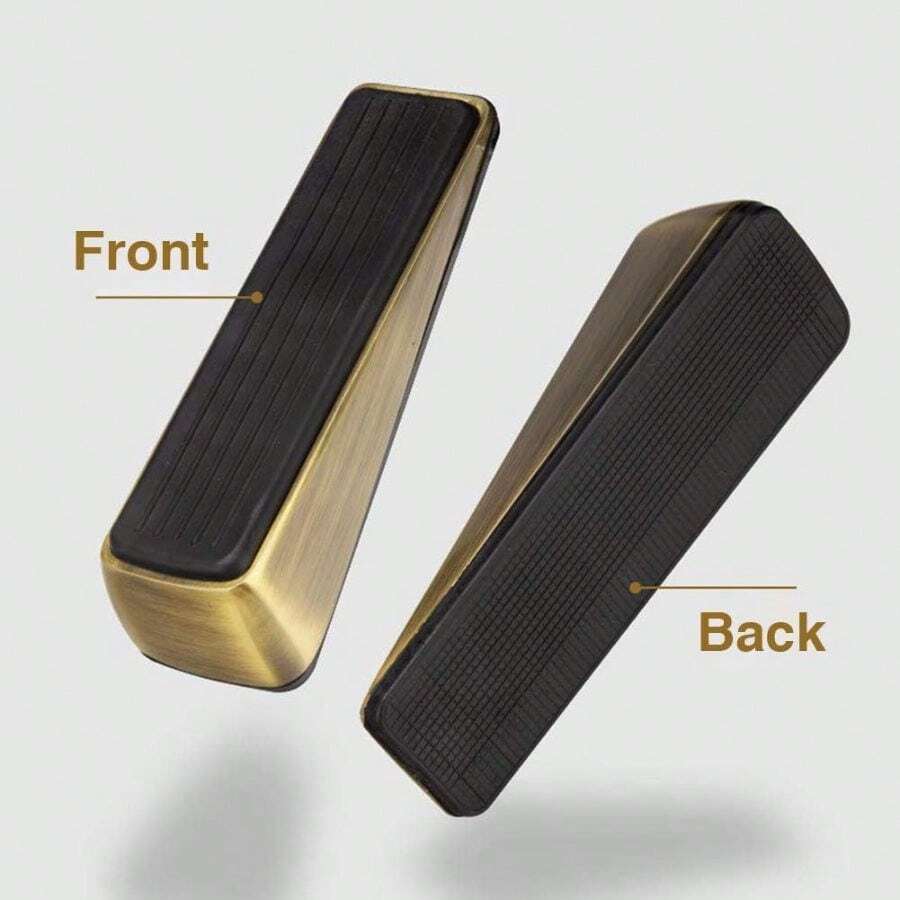 Rubber Door Stops, Heavy Duty Door Stop Wedge With Storage Holder, Anti-Scratch/Rust Wedge Stopper Bottom Of Doors, Floor-Protectivefor Home Office School (Gold) - Gold - View 1