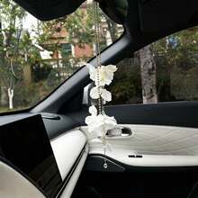 Floral Tassel Car Pendant, Creative Car Rearview Mirror Decor Accessory - Flower Pendant - View 5