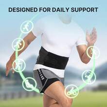 Dual-Adjustable Back Brace – Lumbar Support For Heavy Lifting – Breathable Design For Women & Men - Black - View 6