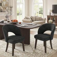 Mid Century Modern Dining Chairs Set Of 2/4/6, Upholstered Lounge Chairs, Open Curved Backrest, Breathable Fabric, Sturdy Solid Wood Legs, Ergonomic Design, Suitable For Dining Room, Living Room, Kitchen, Office, Bedroom, And Apartment(Black) - Black - View 9
