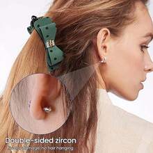 2 piezas Pistola desechable para perforar orejas con pendientes incorporados, 2 piezas Pendientes de circonita cúbica hipoalergénicos Kit de perforación de orejas por sí mismo - 2 piercings de oreja + 2 pendientes de cuatro puntas de circonitas - Ver 9