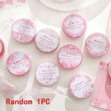 1 rollo de cinta decorativa con purpurina con tema de flor de cerezo de la serie Sakura de primavera, 1.5cm*2m, patrón y color aleatorios - A - Ver 12