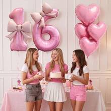 8pcs Pink Bow Foil Balloons With Heart Balloons Set, Suitable For Birthday Party Decoration, Baby Shower, Wedding - View 6
