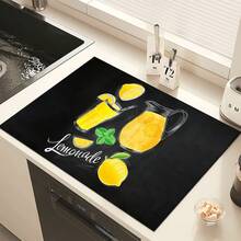 1 pieza Alfombrilla absorbente para secar platos con estampado de limón, Alfombrilla absorbente para encimera de máquina de espresso, Alfombrilla absorbente para fregadero, Alfombrilla absorbente suave para grifo, Alfombrilla absorbente para taza de fregadero, Accesorios para cocina y baño - Multicolor - Ver 9
