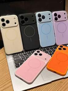 Luxury Liquid Silicone Candy Color Camera Protection + Matte Back Ultra-Thin Phone Case Compatible With IPhone 17 ProMax 17Pro 17 16 14 13 Pro Max Solid Color Soft Back Cover - Pink - View 5