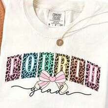 Fourth Grade Tea S1Hirt, Coquette 4th Grade , Fourth Grade Tea Appreciation Gift, Leopard Eletarchool Cotton - 白色 - 查看 1