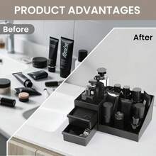 Men's Cologne Storage Rack, Bathroom Counter Organizer And Perfume Tray With Toothbrush And Sink Brush Holder, Durable Plastic Organizers, Cosmetic Storage Box, Versatile Organizer - 黑色 - 查看 4