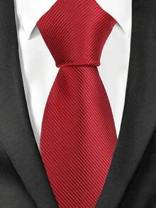 1 Set Men's Necktie, Pocket Square, Cufflinks 3 Pieces Set, Solid Color Necktie, Cufflinks Set With Pocket Square, Dark Striped Solid Color Necktie For Men - Multicolor - View 6