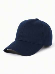 Adjustable Solid Color Casual Baseball Cap, Unisex - Navy Blue - View 11