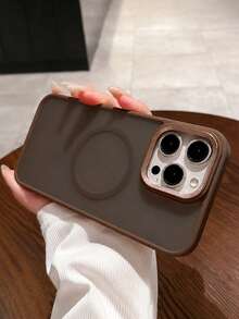 VRNOEI Ốp lưng điện thoại sạc không dây từ tính trong suốt mờ sang trọng cho iPhone 17 Pro Max, Air 16, 15, 14, 13, 12, 11 Pro Max, 15, 16 Plus, vỏ bảo vệ chống rơi - màu nâu - Xem 1