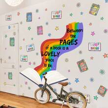 1pc Colorful Rainbow Book Quote Wall Sticker, Decorative Wall Decal For Children's Reading Corner, Waterproof Removable PVC Wall Sticker, Suitable For Classroom, Nursery, Study Room - View 1