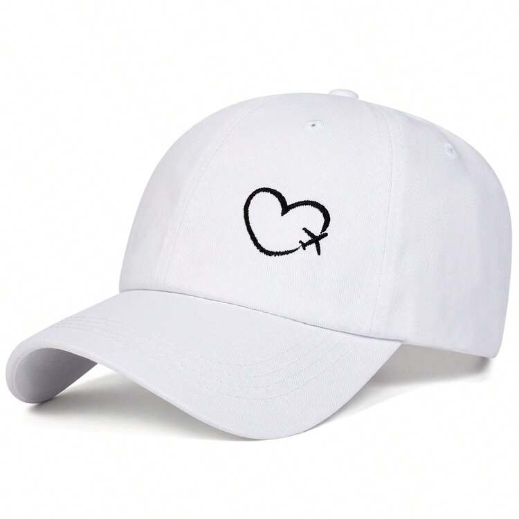 1pc Men's Heart & Airplane Embroidery Baseball Cap, Street Fashion Hat, Outdoor Sun Protection Casual Cap For Spring, Autumn, Travel, Beach - Multicolor - View 3
