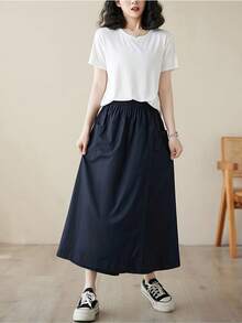 Women Skirts - Navy Blue - View 5