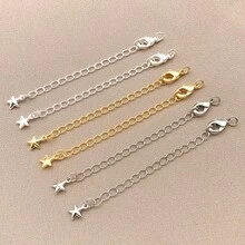 3件套18K镀金黄铜延长链，星形延长链，带龙虾扣和开口环，可作为吊坠延长链，用于制作项链、手链等珠宝，DIY工艺品材料 - 尾鏈 - 查看 1