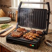 CACHOO 900W 2-Slice Panini Press, Double-Sided Nonstick Electric Sandwich Grill, Fast Heating For Panini, Grilled Cheese & Quesadillas, Easy Clean, Home Use - US A Type Plug(110-127V) - View 6