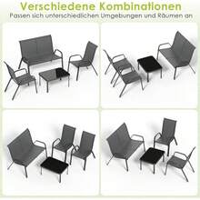 4-Piece Garden Furniture Set For 4 People, Outdoor Seating Group With 1 Garden Bench, 2 Chairs & 1 Glass Table, Weatherproof Textilene, Modern Lounge Balcony Furniture For Small Balconies & Terraces - 灰色 - 查看 7