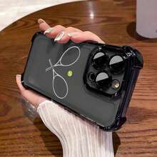 Funda para teléfono - Diseño de raqueta de tenis con impresión UV y galvanoplastia transparente, equipada con protección anti-caídas en las cuatro esquinas y protección para la lente, ofreciendo una protección integral de 360 grados. - Negro - Ver 2