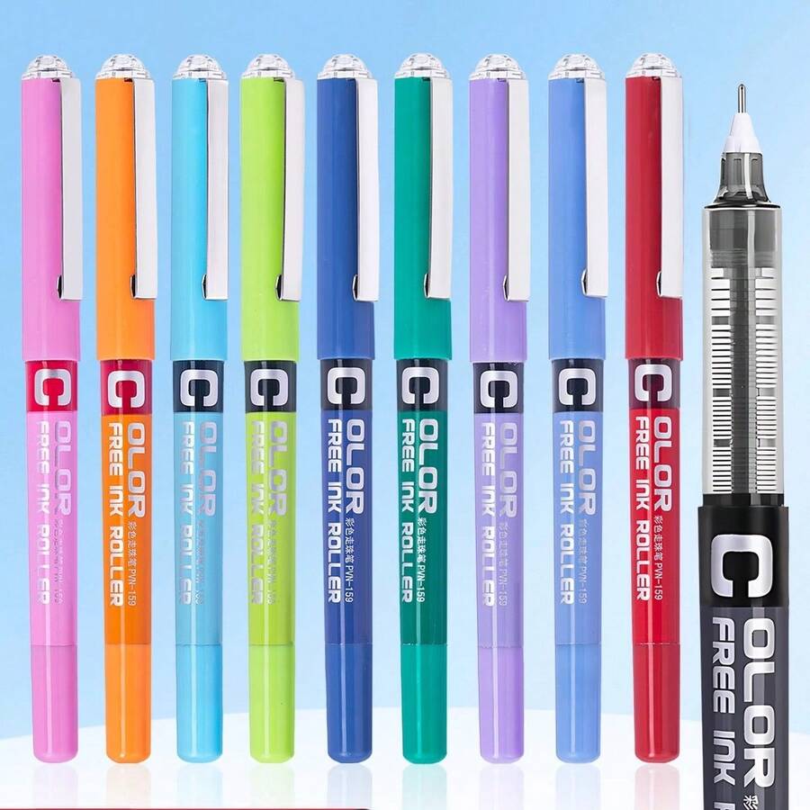 10 Colors Liquid Ink Gel Pens, Colorful Ballpoint Pens, Drawing & Writing Office Supplies - Sets - View 1