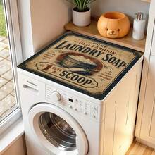 1pc Vintage Laundry Room Pattern Absorbent Dish Drying Mat, Espresso Machine Countertop Absorbent Mat, Sink Drain Mat, Soft Faucet Absorbent Mat, Sink Cup Mat, Kitchen & Bathroom Accessories - Multicolor - View 9