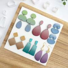 Basic Geometric Shape Earrings Making Kits, Diamond Oval Trapezoid Triangle Pattern Polymer Clay Cutters For DIY Pendants Jewelry Making - White - View 4