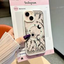 Funda para teléfono: Diseño decorativo de estrellas y lunas con temática natural, magnética, sensación de uso sin funda, a prueba de caídas y antiarañazos, adecuada para iPhone 17 Pro Max 17 17 Air 16 Pro 15 Plus 11 12 13 14 Max X/XS XS. Una excelente opción de regalo. - Blanco - Ver 3