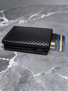 碳纖維彈出式信用卡夾 磁吸 RFID 智能錢包 金屬卡套 零錢包 ID 銀行卡夾 男士錢包,送給丈夫男友的禮物 - 彩色 - 查看 3