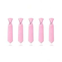 Kit 5 Gravatas Sociais Cinza Claro Padrinhos Noivos Casamento Eventos Congressos - Rosa Bebê - Visão 1