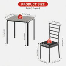 Space-Saving 3 Piece Dining Table Set For 2,Modern Rectangular Kitchen And Dining Furniture,Sturdy Table With 2 Chairs,Ideal For Apartment, Home, Bar, Dining Room, Or Kitchen,Gray - G - View 2