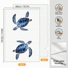 2 piezas Toallas de cocina con estampado de animales marinos azules, paños de limpieza de cocina 100% poliéster, adecuados para cocina de restaurante y decoración del hogar; secado rápido, ligeros, resistentes a la decoloración, baja pelusa, resistentes al moho, alta solidez del color, tamaño 40*60cm - Azul y blanco - Ver 2