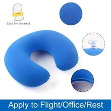 2pcs U-Shaped Inflatable Travel Pillows, Soft PVC Portable Neck Pillow, Lightweight Foldable Inflatable Pillow Suitable For Airplane, Car, Outdoor Camping, Travel, Providing Comfortable Neck Support. - A - View 4