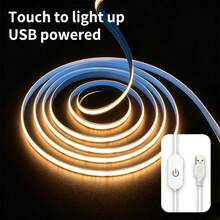 LITSHOW 無點光 COB LED 燈條，USB 供電櫥櫃下照明燈，內建開關，柔性無縫 LED 燈條，適用於廚房櫥櫃、書桌、衣櫃、梳妝鏡，自黏式（暖白/亮白） - 觸控開關 - 查看 14