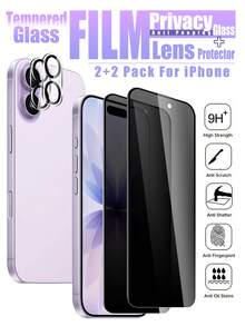 4合1套裝－2片裝隱私螢幕保護貼，含2片相機鏡頭保護貼，適用於 iPhone 17 Pro Max、17 Pro、17 Air、16 Pro Max、16 Pro、15 Pro Max、15 Pro、14 Pro、13 Pro Max、13 Pro、12 Pro 與 11，隱私螢幕保護、鏡頭保護、9H 硬度雙層防碎鋼化玻璃、易安裝、相容手機殼 - 黑色 - 查看 36