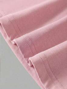 Blusa de manga corta y cuello redondo casual y elegante, adecuada para uso diario, ir al trabajo y salir, primavera/verano - Rosa - Ver 9