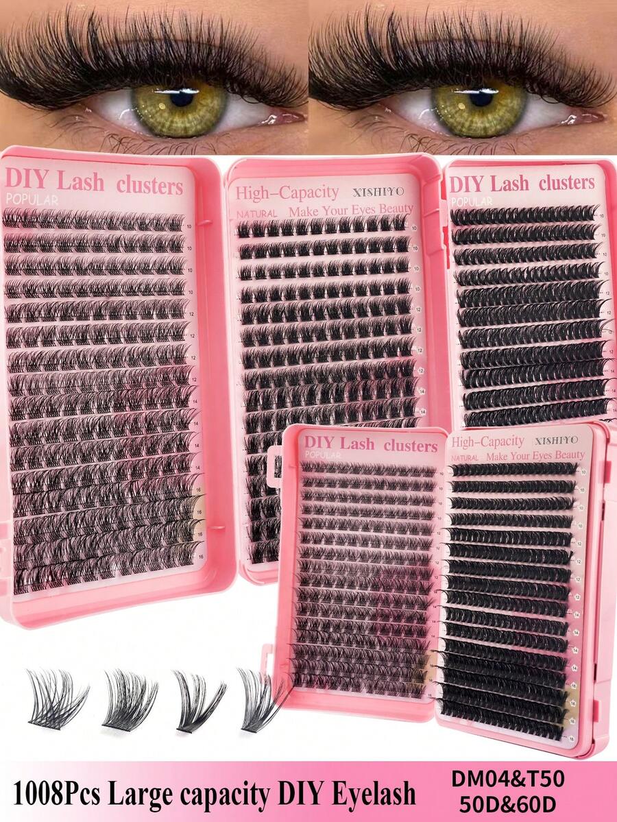 1008/832/384片单根假睫毛，超大容量睫毛册，簇状假睫毛，家用DIY睫毛嫁接，簇状假睫毛，单根假睫毛，假睫毛，自然款与浓密款睫毛对比，DIY簇状假睫毛，韩式睫毛，美杜莎睫毛，天使睫毛，可重复使用的睫毛簇，D型卷翘单根假睫毛，L型卷翘外眼角提升+透明睫毛梗+自然长度是黄金组合，新手入门套装，轻松DIY，适合初学者，可重复使用，适合日常佩戴、节日、演出等场合。