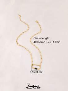 1pc Stainless Steel Colorful Elliptical Buckle Pendant Necklace For Women Fashion Simple 18K Gold Plated Charms Chain Necklace - necklace - View 7