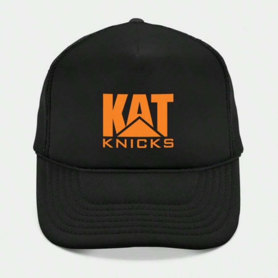 1PC New York Knicks KAT Basketball Player Print Trucker Hat, Summer N BA Team Fan Style Breathable Mesh Cap, Adjustable Casual Baseball Cap For Men And Women, Ideal For Game Days, Watch Parties, And Daily Wear - 黑色 - 查看 1